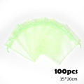 100 Pieces Green Fruit Protection Bags Fruit Netting Bags with Drawstring Garden Fruit Cover Mesh Bag to Protect from Pest Birds Squirrels. 