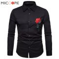 Retro Floral Shirts Men New 2018 Luxury Rose Embroidery Dress Shirt Long Sleeve Chemise Homme Social Streetwear Hawaiian Shirt. 