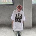 【Flash sale】 100%Cotton West Coast Fashion Doberman Short SleeveTT-shirt Men's Hound Printed High Street Retro Loose. 
