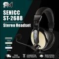 SENICC ST-2688 Wired Earphone Head-mounted Headset with Omnidirectional Microphone. 