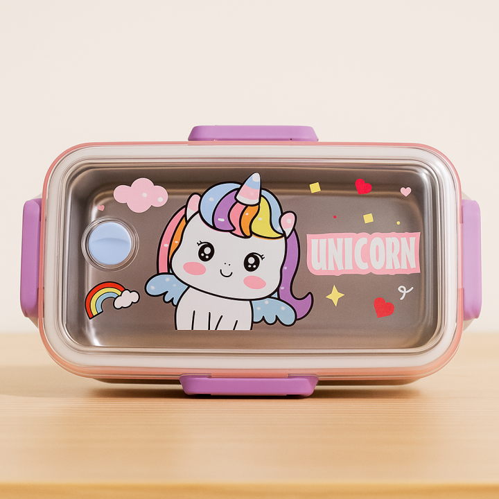 Unicorn Design Kids Lunch Box – Durable, Leakproof & Portable Tiffin Box