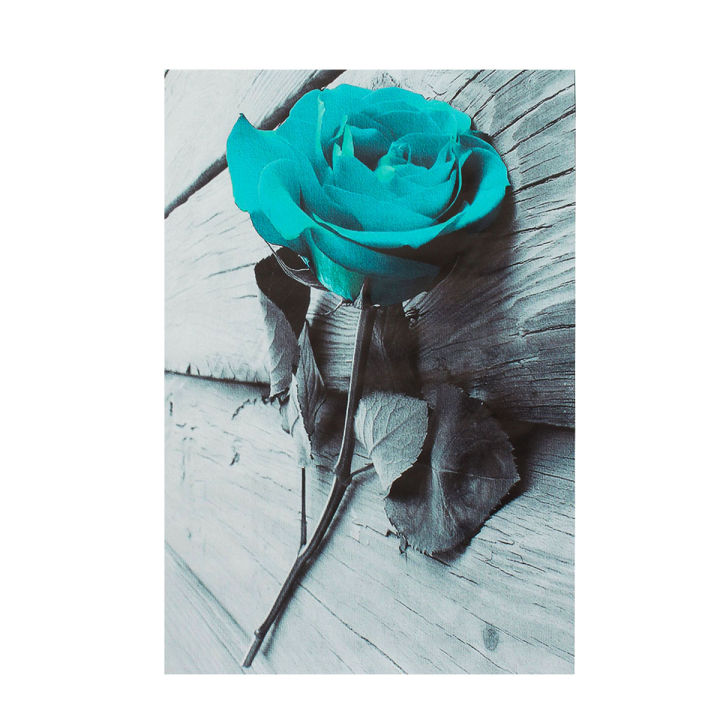 Wall%20Decor%20Canvas%20Gift%20Flower%20Floral%20Back%20and%20White%20Teal%20Rose%20Wall%20Art%20Picture%20Large%20-%20Image%205