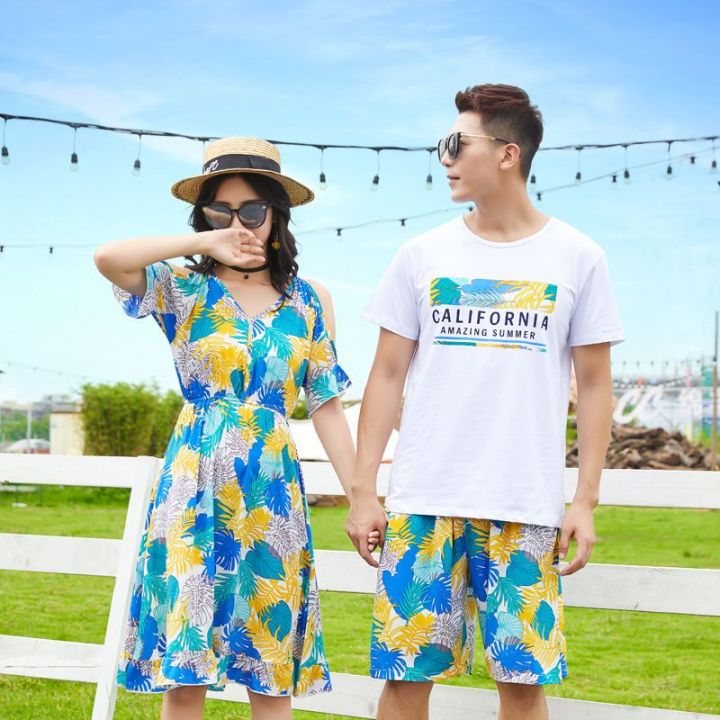 Beach%20Couple's%20Outfit%20Summer%20Clothing2023New%20Clothing%20for%20Trips%20to%20Sanya%20Short%20SleeveTT-shirt%20Dress%20Couple%20Suit%20-%20Image%204
