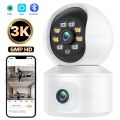 6MP WiFi IP Camera Dual Lens Dual Screen Baby Monitor Home Security Camera PTZ Auto Tracking CCTV Video Surveillance iCsee. 