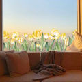 Surface visible glass sticker self-adhesive window sticker double photo tulip flower BR0033-41D fully transparent UV plant flower. 