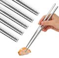 1/ 2/3/ 5 Pairs( 1Pair = 2Pcs) Stainless Steel Chopsticks Set Chinese Metal Non-slip Steel Chopstick Kit Reusable Food Sushi Sticks Kitchen Tools.