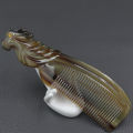 7.48 Inch Natural Vietnam Buffalo Horn Comb Parrot Engraved Horn Comb Anti-Static Comb Brush Hair Massage Comb. 