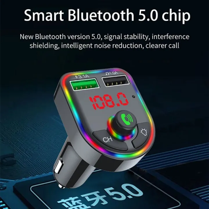 Multifunctional%203.1A%20USB%20Car%20Charger%20Bluetooth%20Fm%20Transmitter%20Hands-free%20Mp3%20-%20Image%202