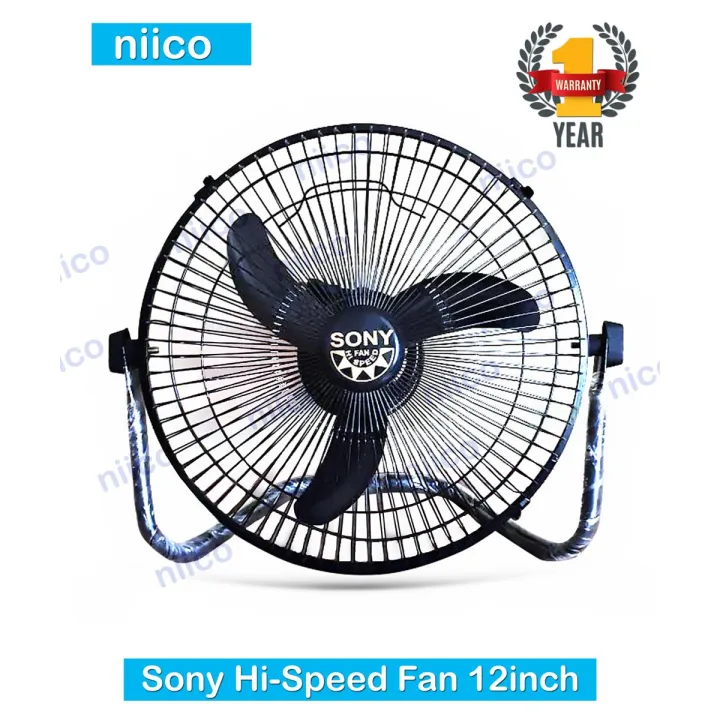 Sony High Speed Desk Fan Heavy Duty Black ( 12")-One years Warranty