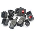 3 Pin IEC320 C14 C15 Electrical Socket LED 250V Rocker Switch Brass 10A Fuse Female Male Inlet Plug Pin Connector Computer Mount.