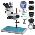 3.5-90X Zoom Trinocular Stereo Microscope Set + 2K 4K 48MP 55MP HDMI USB Pype-C VGA TF Video Camera + Auxiliary Objective Lens. 