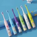 Child Teethbrush Ultrasonic Soft Bristles Cartoon Pattern Replacement Brush Heads Sonic Cleaning Toothbrush Household Ipx7.