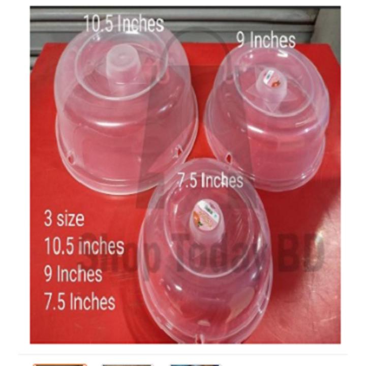 3 Pieces 3 Size MICROWAVE FOOD COVER / Plate Cover Splatter Guard Non Stick Plastic Clear Dish Lid