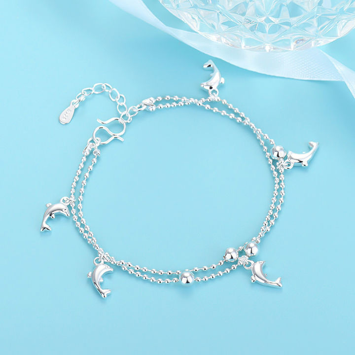 Dolphin%20Charm%20Bead%20Anklet%20Bracelet%20for%20Women%20%E2%80%93%20Stylish%20Silver%20Tone%20Ankle%20Chain%20Fashion%20Jewellery%20-%20Image%202