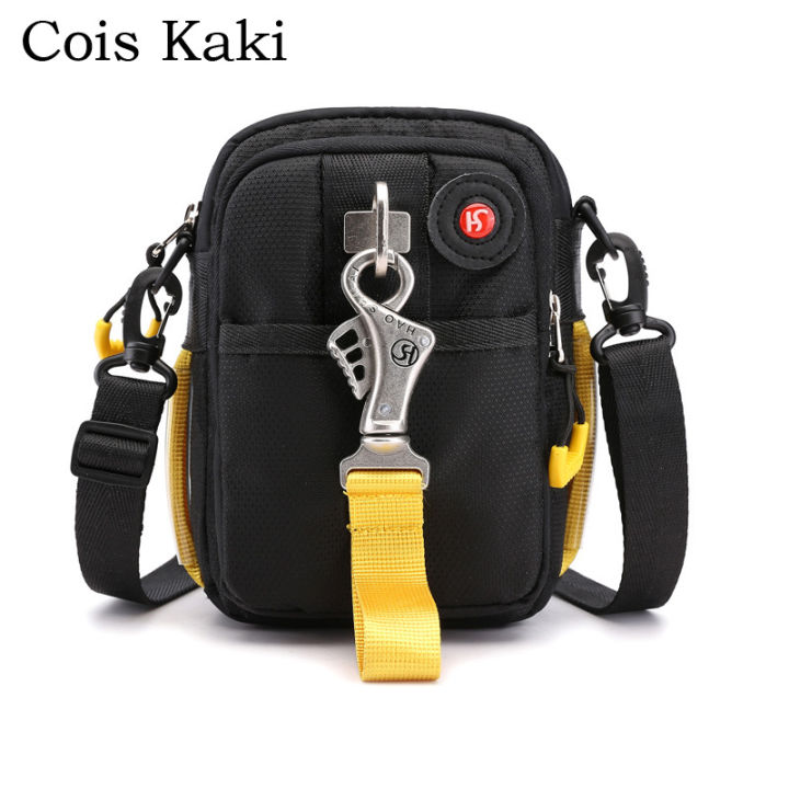 Cois Kaki Outdoor Fashion Messenger Bag Men Small Sling Bag Multi-Function Waist Pack Bags Cool Shoulder Bag for Man Waterproof