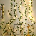 1pc 20 LED Ivy Leaf Fairy Light String - Battery Operated for Bedroom & 7 feet.