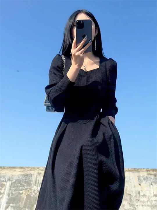 Black%20Maxi%20Dresses%20For%20Women%20Elegant%20French%20Square%20Neck%20Long%20Dress%20Korean%20Fashion%20Autumn%202023%20Party%20Casual%20Vintage%20Vestidos%20-%20Image%202