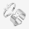 Sdeer Alloy Heart Moon Dolphin Butterfly Bow Open Rings Set for Girls.