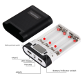 4Pcs 18650 Batteries Charging Case Rechargeable Case Mobile Power Nesting Material Dual USB Battery Case Durable Reusable Black.
