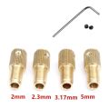 Self-Tightening Mini Brass Drill Clamp Chuck Connecting Rod M8-2/2.3/3.17/5mm Drill Fold Folder Copper Cap For Rotary Power Tool. 