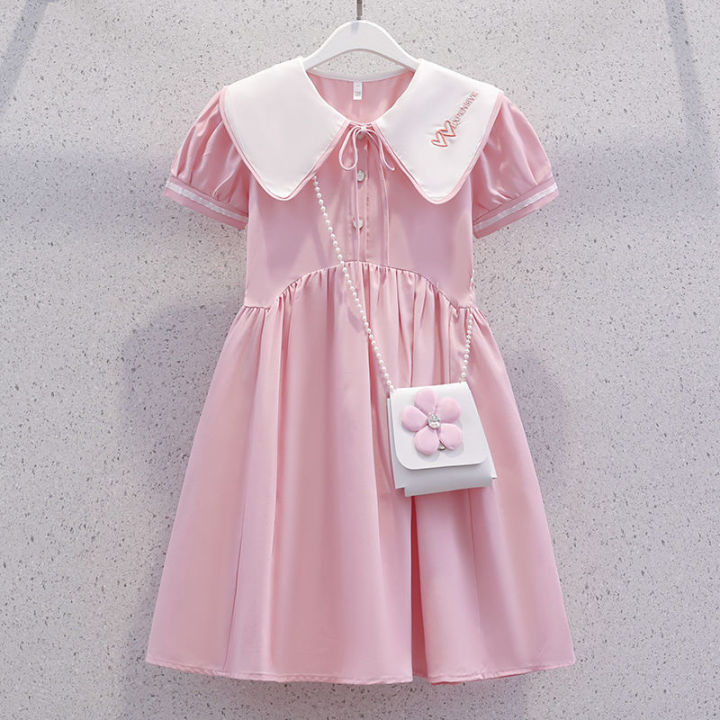 Girls%20College%20Style%20Dress%20Summer%20Thin%20Kids%20Sweet%20Skirt%20Foreign%20Style%202023%20New%20Doll%20Collar%20Princess%20Dress%20-%20Image%202