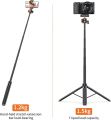 VRIG TP-16 Extendable Phone Tripod, 57.1 Inch Camera Tripod, 2 in 1 iPhone Tripod, 360 Degree Rotation, Compact Lightweight, Three Legs Camera/Camera Tripod. 