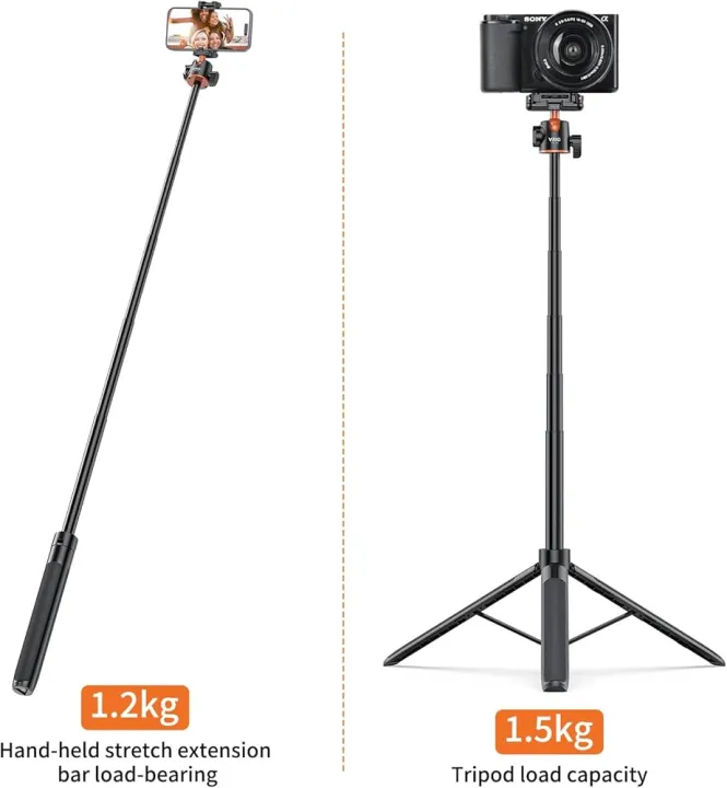 VRIG%20TP-16%20Extendable%20Phone%20Tripod,%2057.1%20Inch%20Camera%20Tripod,%202%20in%201%20iPhone%20Tripod,%20360%20Degree%20Rotation,%20Compact%20Lightweight,%20Three%20Legs%20Camera/Camera%20Tripod%20-%20Image%205