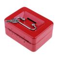 Creative Portable Metal Storage Container Safe Lock Box Money Coffer Red. 