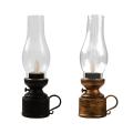 Retro Glass Cover Kerosene Lamp Candlestick LED Candle Vintage Cafe Bar Window Decor Home Resin Ornament Candle Tea Light Holder.