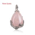 【Hannah Martin Store】Vintage Natural Quartz Teardrop Flower Gemstone Necklace Pendant Water Drop Pendants. 