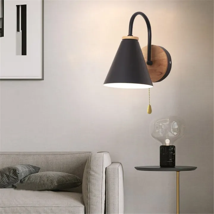 Pull%20Switch%20Iron%20Wood%20Nordic%20Black/White%20E27%20Wall%20Light%20Fixture%20Lampara%20Pared%20Stairs%20Led%20Light%20Lamps%20for%20Home%20Lampara%20De%20Pared%20-%20Image%204