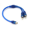 1 RCA Female To 2 Male Splitter Stereo Audio Y Adapter Cable Wire Connector. 