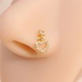 Dangle Nose Ring Ball Pin Shaped Dangling Nose Stud Heart Shape Indian Nose Piercing Jewelry with Charm. 