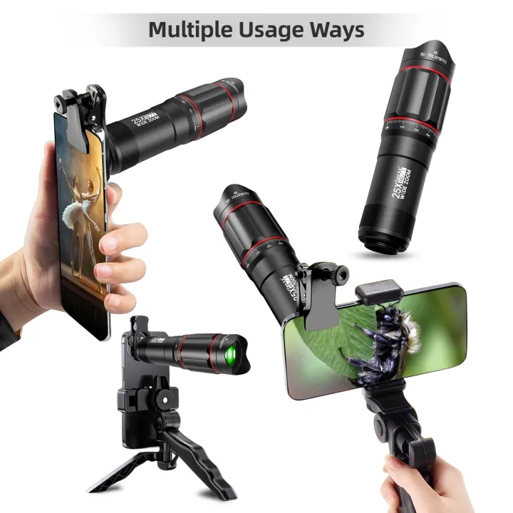 25X%20Phone%20Telephoto%20Lens%20Kit%20with%20Phone%20Clip%20Phone%20Holder%20Cleaning%20Cloth%20Mini%20Tripod%20Stand%20-%20Image%206