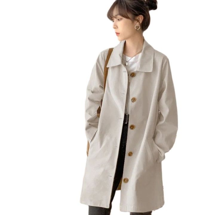 Fashion%20Women's%20Trench%20Coat%20Korean%20Style%20Khaki%20Spring%20Autumn%20Lined%20Coat%20Single%20Breasted%20Casual%20Windbreaker%20Outerwear%20Female%20-%20Image%203