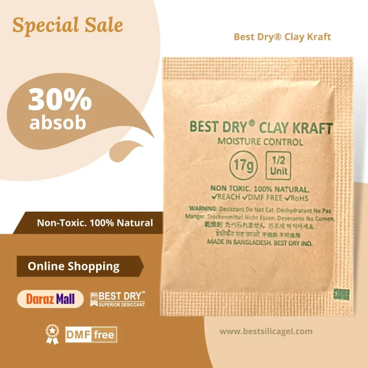 Best%20Dry%20Clay%20Kraft%2017%20gm%205%20pieces%20packing%20by%20high%20quality%20Kraft%20paper,%20Thirty%20percent%20humidity%20absorption%20capacity%20Dry%20Clay%20Desiccant%20-%20Image%204