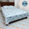 Double (King) Size Bedsheet Cotton Blend Fabric grey Multicolor Print with two Pillow Covers IS 40.