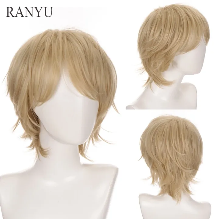 RANYU%20Short%20Synthetic%20Wig%20Blonde%20Men%20Straight%20Hair%20Wig%20for%20Anime%20Cosplay%20Daily%20Party%20Heat%20Resistant%20-%20Image%203
