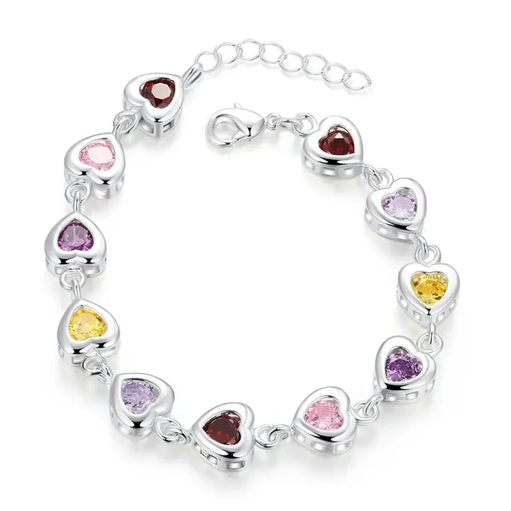 Solid%20925%20Sterling%20silver%20Bracelets%20chain%20beautiful%20Colors%20crystal%20stone%20drop%20Jewelry%20fashion%20for%20women%20wedding%20lady%20cute%20-%20Image%202