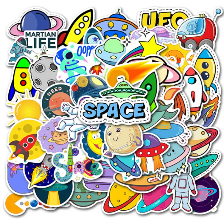 50Pcs%20Cartoon%20Space%20Planet%20Stickers%20Laptop%20Luggage%20Guitar%20Skateboard%20Decals%20BAWEI%20-%20Image%209
