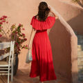 IELGY Women's dress beach long solid color dress casual simple one-shoulder versatile fashion. 