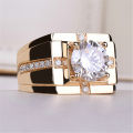 Classic High Carbon Diamond High Men's Diamond Ring Imitation Moissanite Plated Yellow Gold Domineering Wedding Ring Wholesale.