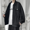 Black Denim Short Jacket Men Jeans Jacket Coats Turn Down Collar Denim Coats Windbreaker Pockets Overalls Bomber Streetwear.