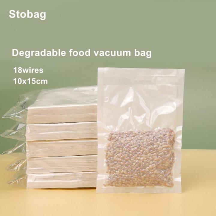 StoBag 20pcs Biodegradable Transparent Vacuum Food Packaging Bag