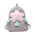 New Sweet Casual Double Velvet Cute School Bag Clear Girl Star Doll 2024 New Backpack College Student Wool Shoulder Bag. 