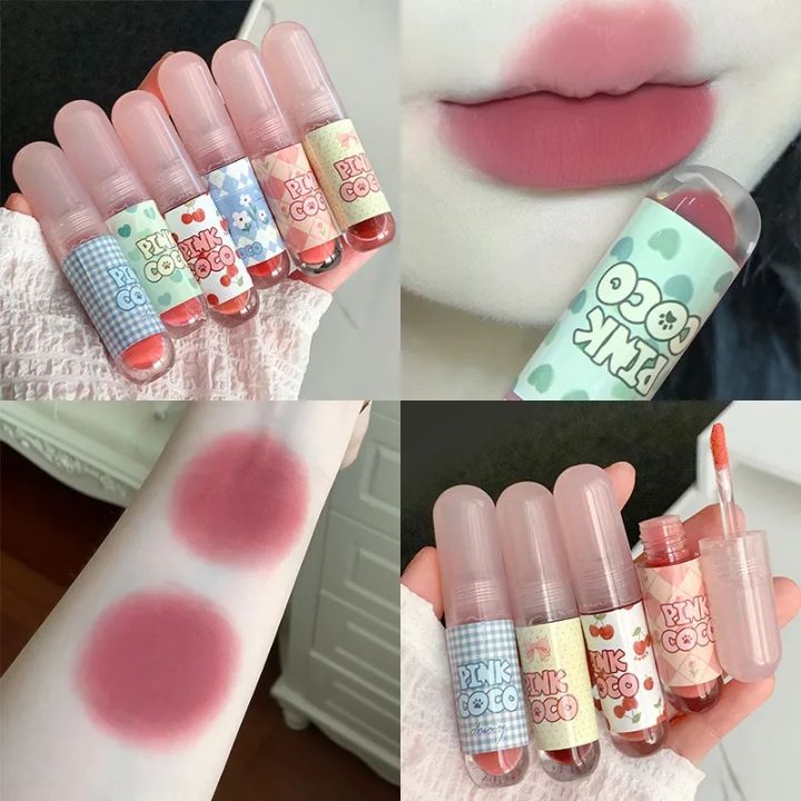 Matte Long Lasting Brown Liquid Lipstick Waterproof Long Lasting Non-Stick Cup Lip Gloss Korea Makeup