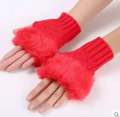 1 Pair Fashion Women Faux Rabbit Fur Hand Wrist Crochet Knitted Fingerless Gloves. 