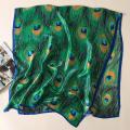 Peacock Feather Scarves Women Silk Cover Up Scarf Beach Travel Shawl. 