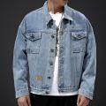 Denim Coat Men's Autumn and Winter New Fashion Brand Top Loose European Size Street Fashion Ruan Handsome Denim Shirt Jacket.