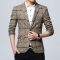 New Mens Blazers Slim Fit Suits for Men Business Formal Blazer Mens Wedding Suit Jackets Male Fashion Plaid Mens Blazer Jacket. 